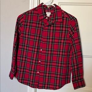 J Crew Crewcuts Red Stewart Plaid Shirt Youth Button Up Shirt Christmas Sz 10 M